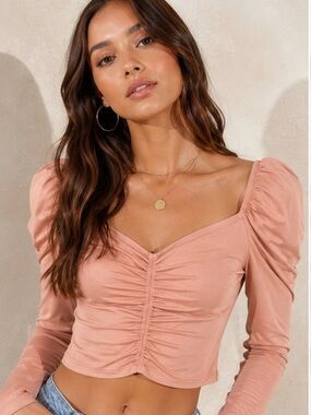 NWT | BB Dakota-Steve Madden | Light Pink Long Sleeved Crop Top | Size Small